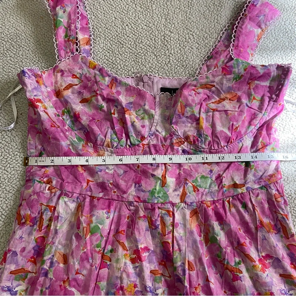 NWOT Adorable Presence Pink Floral Bustier Midi Dress With Pockets - Picture 2 of 10